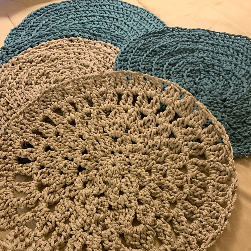 A set of 4 Crocheted Handmade Placemats - New